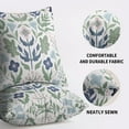 thumbnail image 5 of Blue Green Floral Pillow Covers 18x18 Set of 2 Spring Summer Navy Pink Flower Sage Leaves Block Print Decorative Throw Pillow Cases Outdoor Farmhouse Decoration for Sofa Couch Bed, 5 of 6