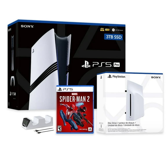 PlayStation 5 Pro 3TB SSD Console with Disc Drive, Wireless Controller and Charger, Spider-Man 2 - CFI-7019 PS5 Pro