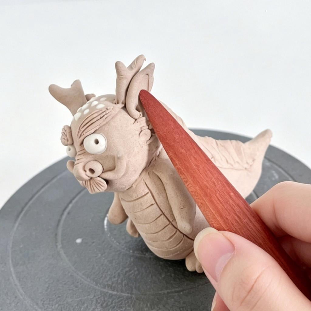 Giaone 7Pcs Professional Pottery Sculpting Tool Wooden Clay Modeling Tool Set For Ceramic Clay Carving Engraving Polishing