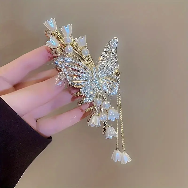 2PCS Elegant Butterfly Hair Claw  - Large Metal Tassel Hair Clip for Women, Perfect Gift Idea
