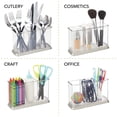 thumbnail image 3 of mDesign Plastic Cutlery Utensil Holder Storage Organizer Caddy, Clear/Brushed, 3 of 6