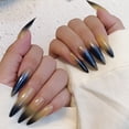 thumbnail image 1 of Silver Shimmer Fake Nails Wearable Long Gradient Fake Nail for Women and Girls Perfect Gift  Glue Models XZ230, 1 of 8