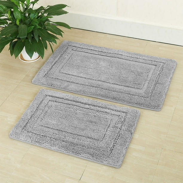 Memory Cotton Bath Rug Kitchen Mat Bathroom Doormat 2 in 1, Gray