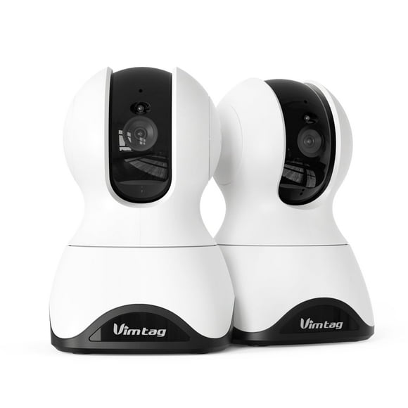 Paquete de 2 cámaras para interiores VIMTAG 2.5K con visión de 360° y visión nocturna