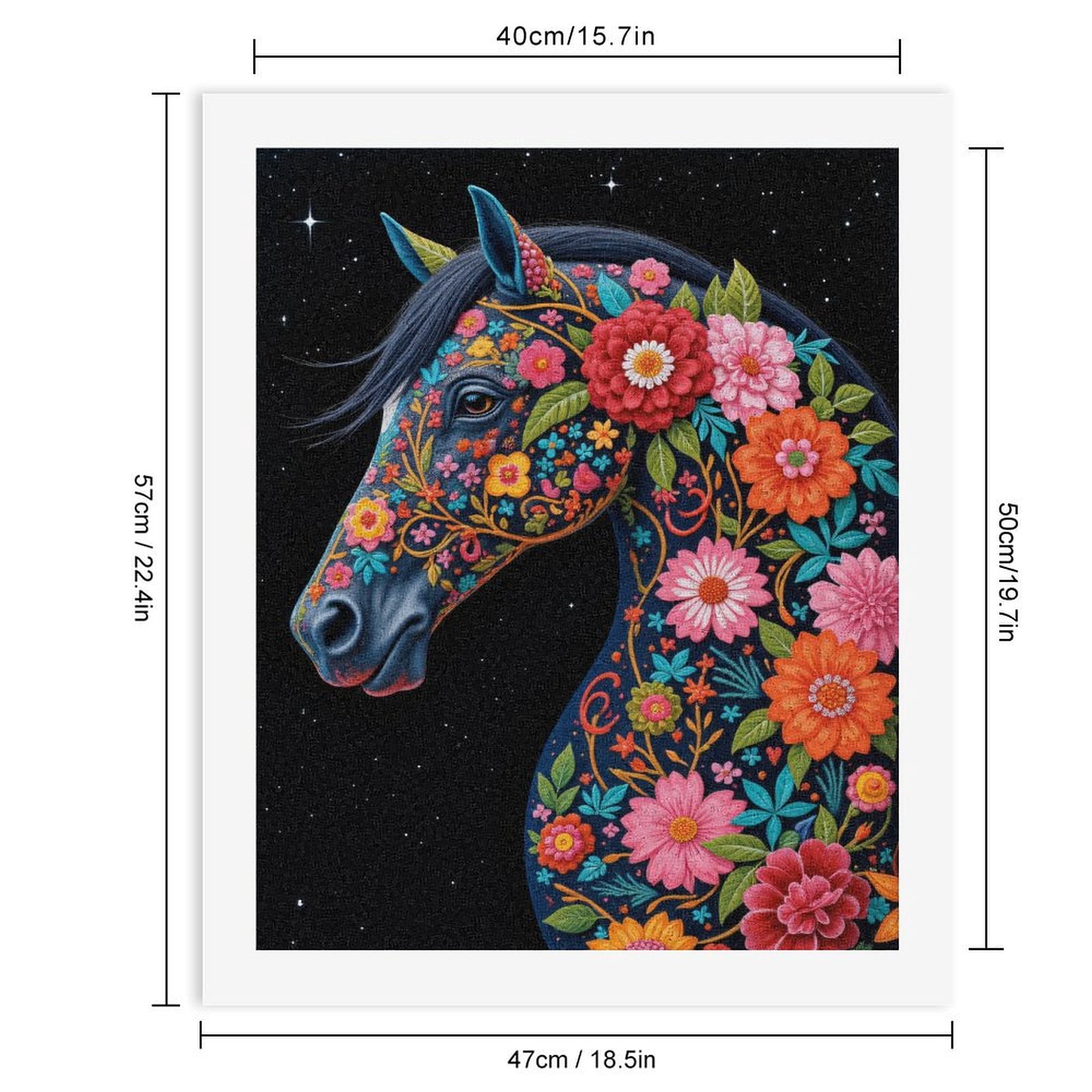 Paint By Numbers Kit for Adults Beginner - DIY Floral Horse Night Sky Art Canvas Painting Kits for Adults, Frameless Paint By Number for Adults for Home Wall Decor 16x20 Inch