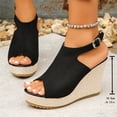 thumbnail image 5 of CYMMPU Women's Peep Toe Ankle Strap Platform Wedge Sandals Backless Slip On Footwear Suitable for Party and Vacation Outfits Black 37, 5 of 9