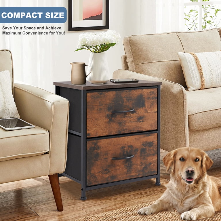 edx Nightstand with 2 Drawers, Rust Brown photo 2
