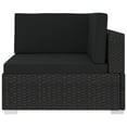 thumbnail image 2 of vidaXL Chaise d'Angle Sectionnelle avec Coussins en Rotin Poly Noir, 2 of 4