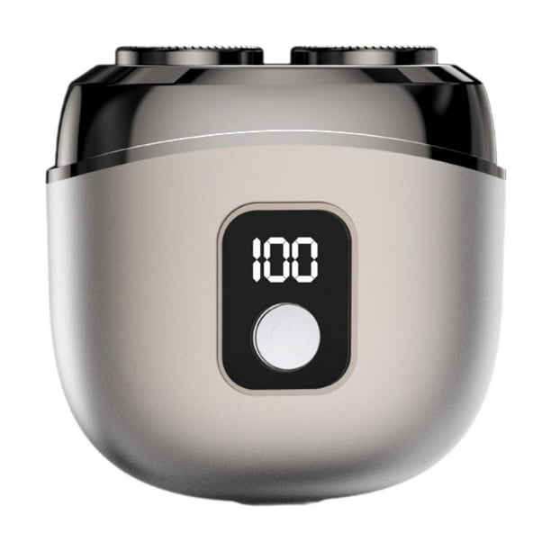 Afeitadora eléctrica para barba, afeitadora de bolsillo inalámbrica, compacta, portátil, resistente al agua, recortadora de barba para acampar en casa Gris