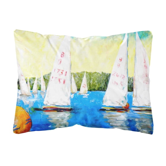 Carolines Treasures MW1094PW1216 Sailboats Round the Mark Canvas Fabric Decorative Pillow 12H x16W multicolor