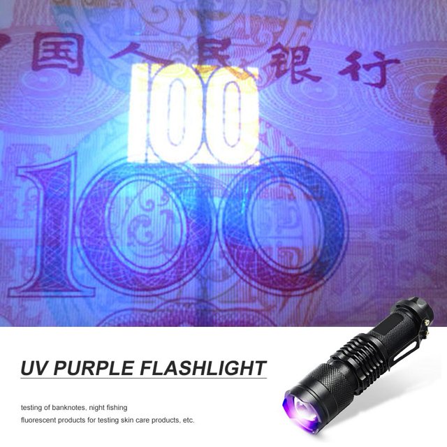 Luz De Emergencia De Mano XPE Q5linterna de luz púrpura UV linterna telescópica con Zoom comprobador