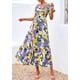 thumbnail image 3 of Vestido PRETTYGARDEN Boho Floral Cuello en V Manga Corta Talla L - Morado Amarillo, 3 of 8