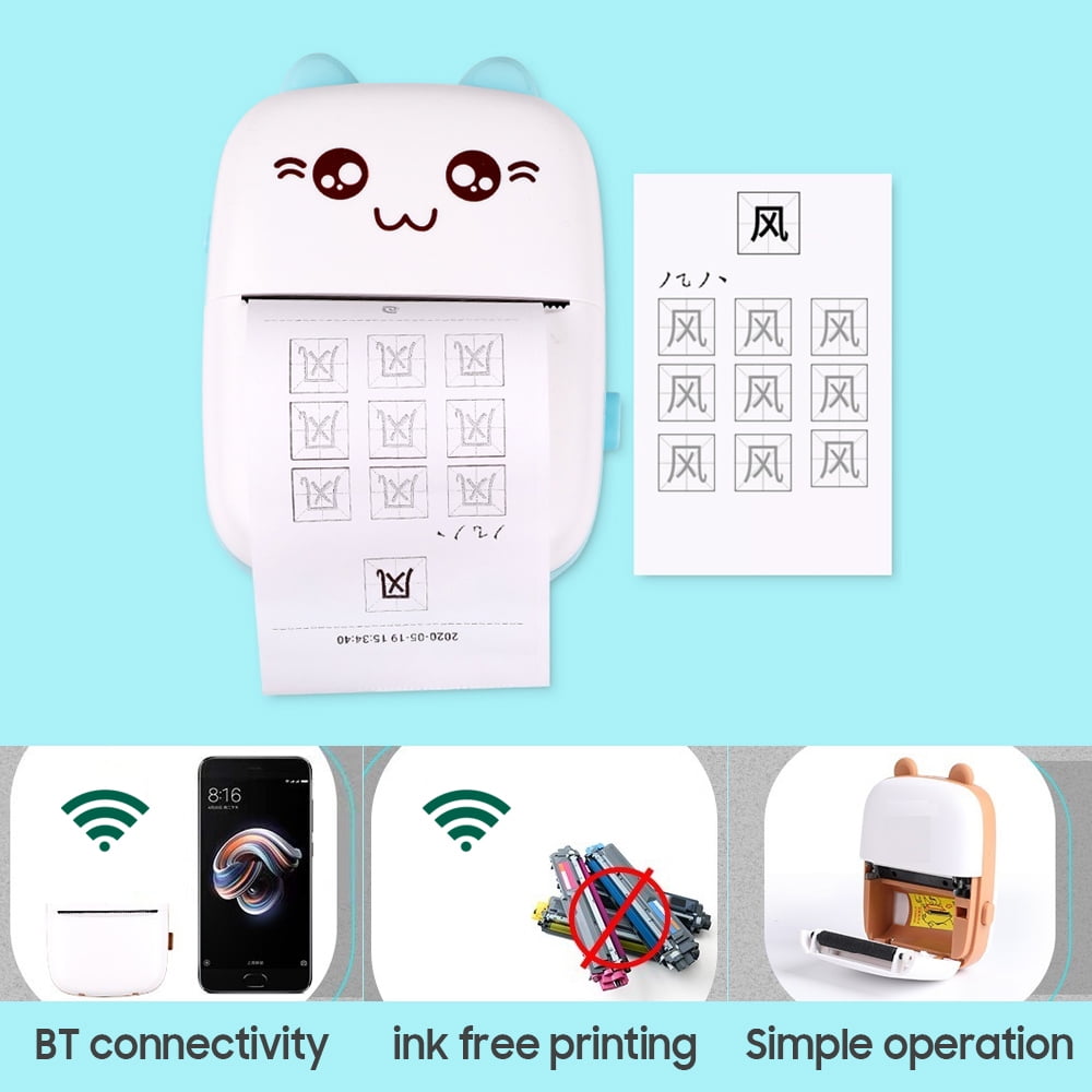 Pocket Printer Mini BT Thermal Printer Compatible with iOS & Android Paper Printer Portable Label Sticker Receipt Printer for Working Listing/Study Notes/Travel Journal