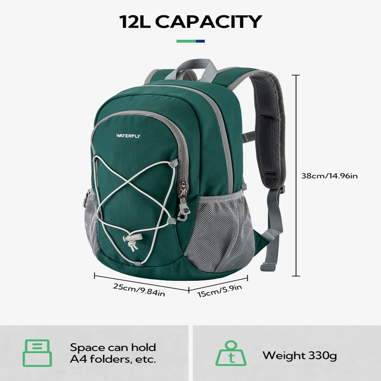 WATERFLY Unisex 12L Small Drawstring Lightweight Travel Hiking Backpack  Daypack,Dark Green - Walmart.com