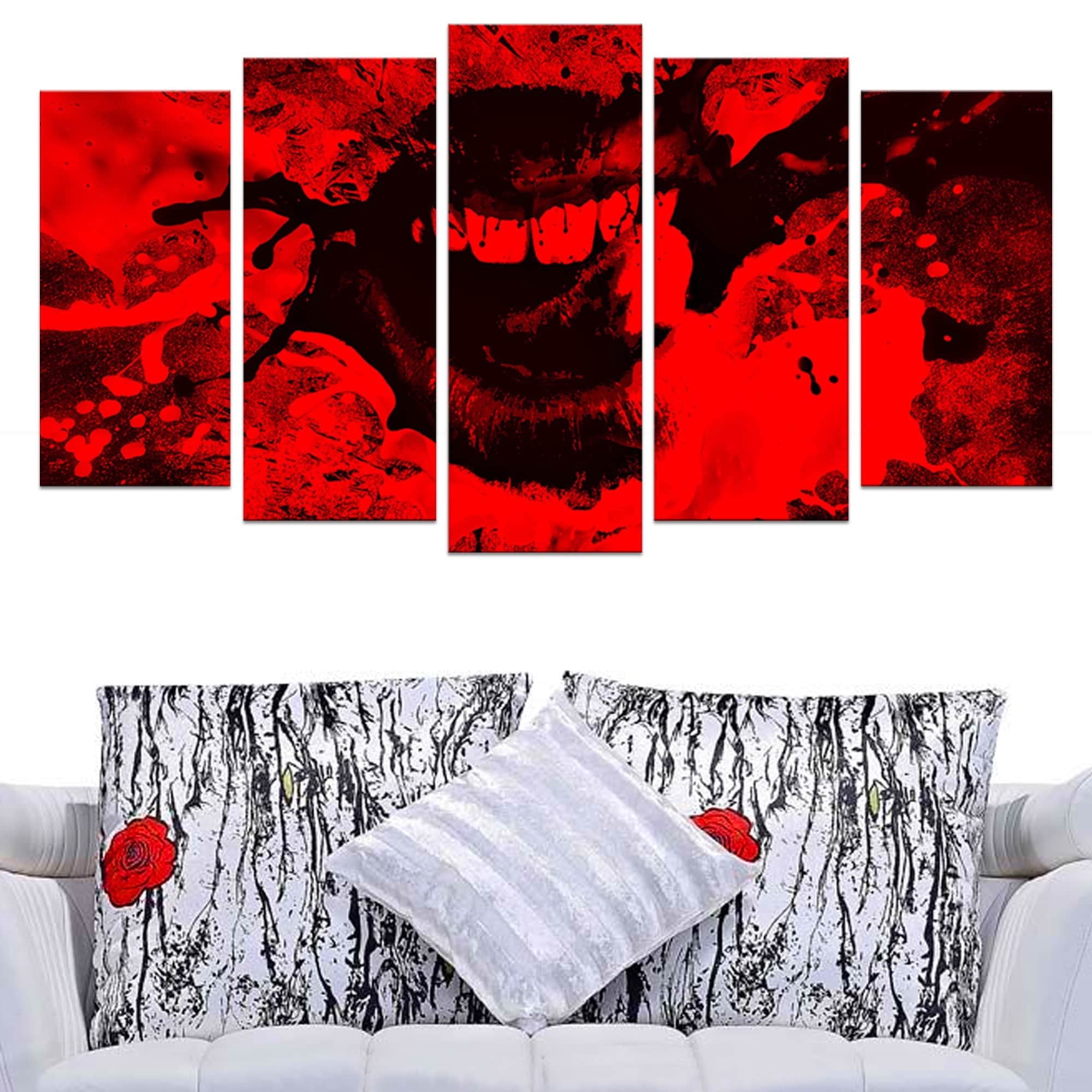 Design Art Speak Out Red Lips Digital Artwork on Canvas, 4 Panels, 60" x 32"