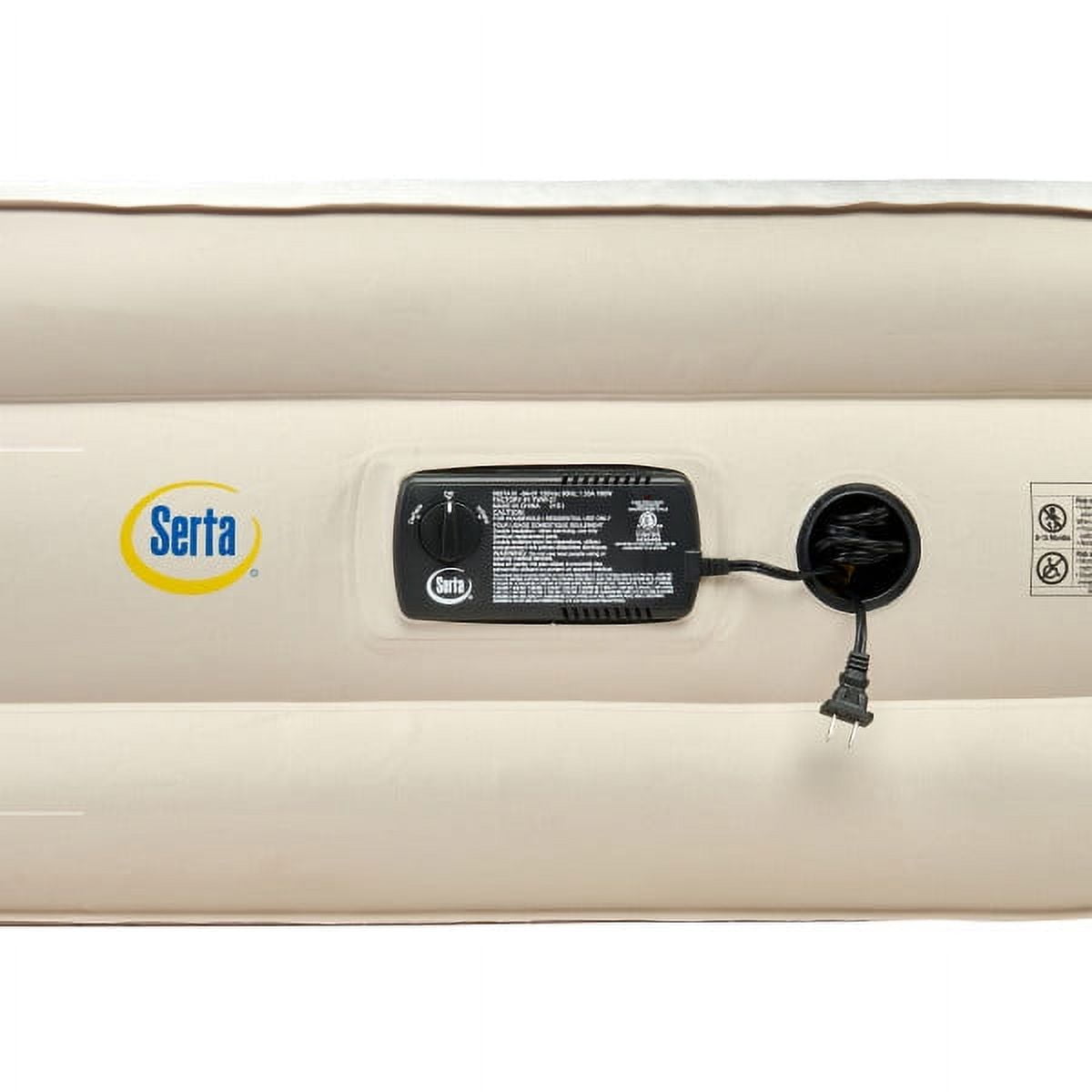 Serta Never Flat Fabric Series Raised with Internal Pump and Plush Air Mattress- 18 Queen (Beige)