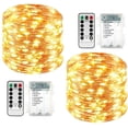 thumbnail image 1 of Light Chain Outside Battery, 2 Pieces 100 Led Light Chain Waterproof, 10m Light Chain Christmas Tree Warm White, Light Chains With Remote Control [Energy Class A +++], 1 of 7