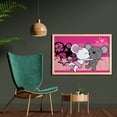 thumbnail image 2 of Kissing Wall Art with Frame, Cartoon Mouse Couple Hugging Each Other and Numerous Star Shapes on Backdrop, Printed Fabric Poster for Bathroom Living Room, 35" x 23", Multicolor, by Ambesonne, 2 of 2