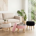 thumbnail image 6 of CONCETTA Round Storage Ottoman with Soft Padded Seat, Teddy Velvet Footstool with Wood Legs, Accent Ottoman for Living Room & Entryway, Beige, 6 of 6