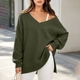 thumbnail image 2 of BUIGTTKLOP Sweatshirts for Women Oversized Long Sleeve Shirts V Neck Side Slit Pullover Cozy Tops Fall Winter Fashion Outfits, 2 of 8