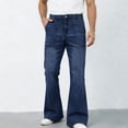 thumbnail image 6 of Men's Vintage Relaxed Fit Bell Bottom Jeans 60s 70s Outfits for Men,Mens Bell Bottoms Disco Pants Elastic Waist Pull On Flared Jeans with Big Pocket Size 3XL Dark Blue, 6 of 7
