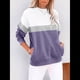 thumbnail image 4 of Sudadera Informal de Larga con Bloques de Color para Mujer, Cuello Redondo, Corte Holgado y Bolsillos. Púrpura L, 4 of 6