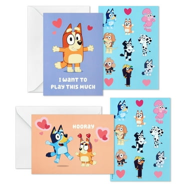 Hallmark Bluey Valentine's Day Cards and Stickers for Kids School (24 Classroom Valentines with Envelopes)