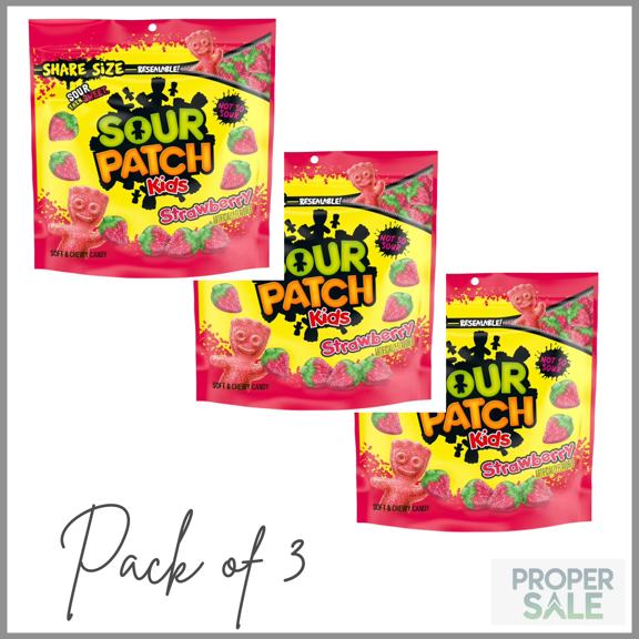 SOUR PATCH KIDS Strawberry Soft & Chewy Candy, Share Size, 12 oz ( PACK OF 3 )