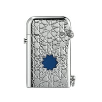 Classic Retro Luxury Brass Kerosene Lighter,Soft-Flame, Refillable, Automatic Ignition, Safety Lock, Inlay, Engraving, Electroplated,Collectible, Men's Gift, Thorens Gen 1 Single Claw Blue Lucky Star