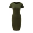 thumbnail image 5 of WEIGFI Womens Summer Dresses Casual Shirt Elegant Dress Short Sleeve Basic Work Daily Wear Club Party Outdoor Bodycon Crew Neck Stretchy Slim Fit Solid Color Stylish Beach Sundress,Green,L, 5 of 8