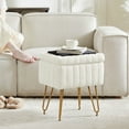 thumbnail image 6 of CONCETTA Footstools Ottoman Storage Bench, Vanity Faux Fur Padded Chair with Storage and Adjustable Feet for Makeup Bedroom Entryway, White, 6 of 7