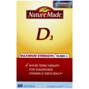 Nature Made Vitamin D3 Maximum Strength 10,000 IU Softgels, 60 Count