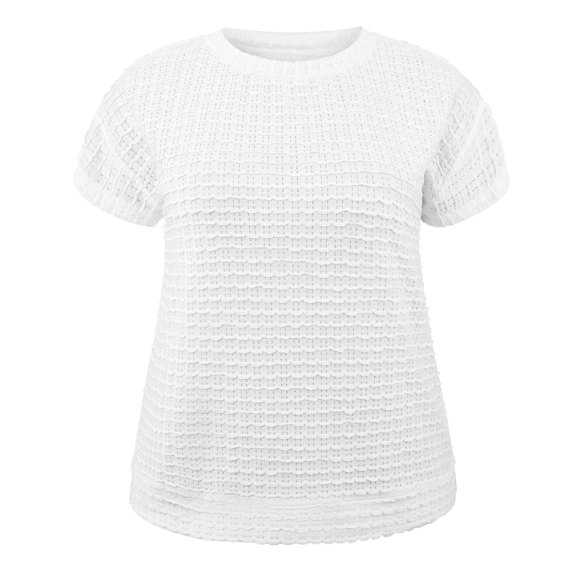 DARING DIVA Women's Plus Pointelle Knit Tops Casual Blouse 4X White