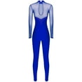 thumbnail image 3 of Raenseen Women Rhinestone Ballet Gymnastics Unitard One Piece Dance Bodysuits Acrobatics Uniforms Blue XL, 3 of 7