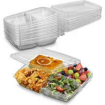MT Products Clear Plastic 4 Compartment Bento Boxes Take-Out Containers 6" x 7" - Pack of 15