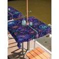 thumbnail image 2 of Square Outdoor Tablecloth with Umbrella Hole Abstract Flower Outside Table Cloth Waterproof Patio Table Cover Blue Purple Stars Sky Floral Leaf Zipper Tablecloths for Picnic Party Camping 60x60 Inch, 2 of 8