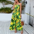thumbnail image 5 of Sarapandan Floral Print Slit Dress Charming Adjustable Spaghetti Strap Sling Dress for Women Female Yellow M, 5 of 7