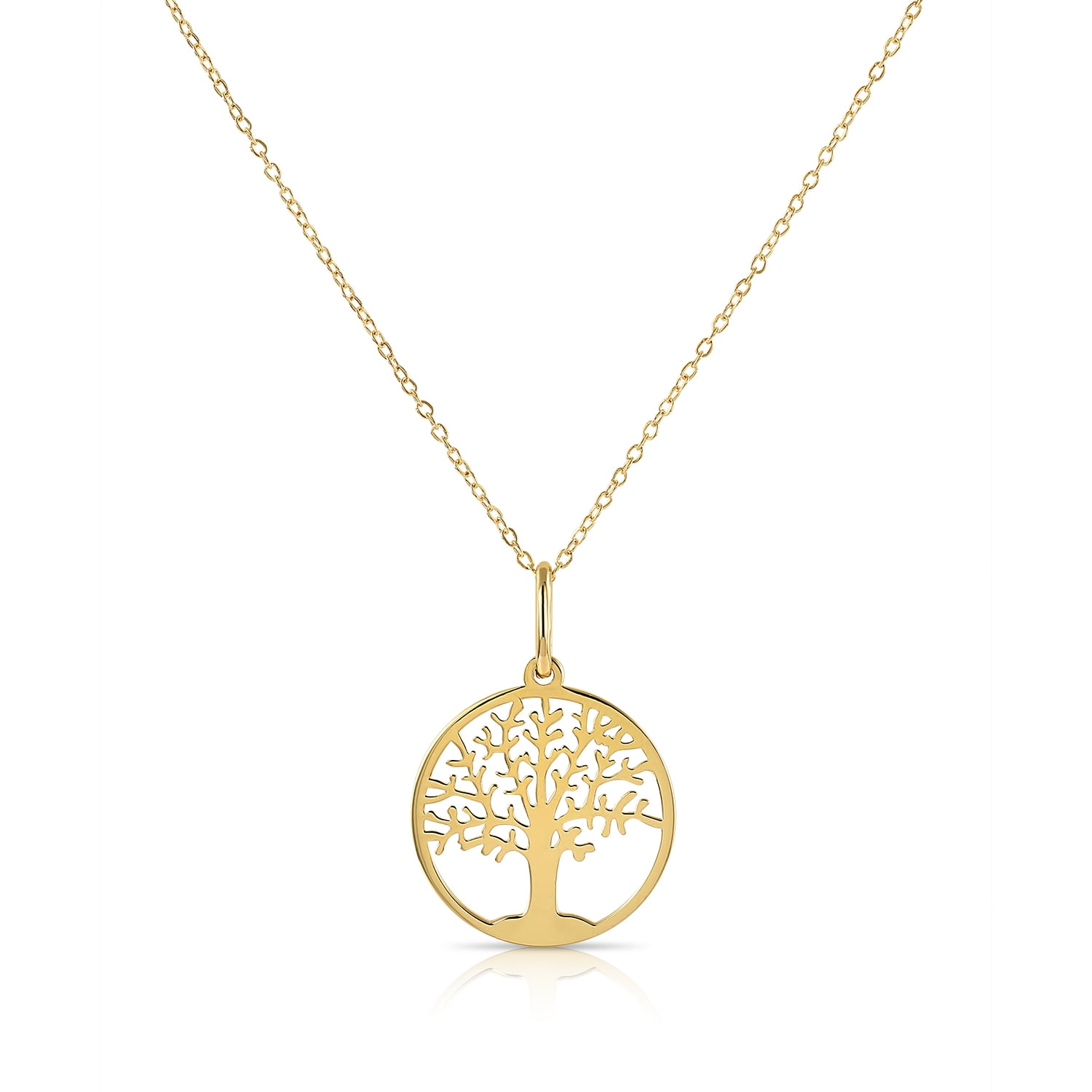 Tilo Jewelry 14K Yellow Gold Tree of Life Amulet Pendant Charm Necklace for Women & Unisex | 18 Inch Cable Chain