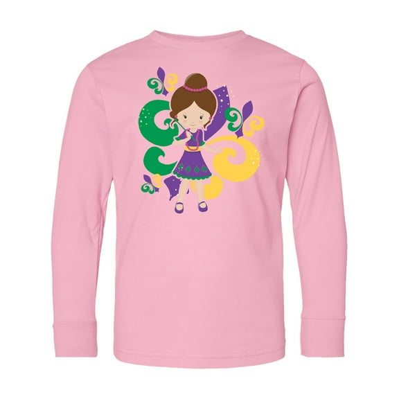 Inktastic Mardi Gras Girl Long Sleeve Youth T-Shirt