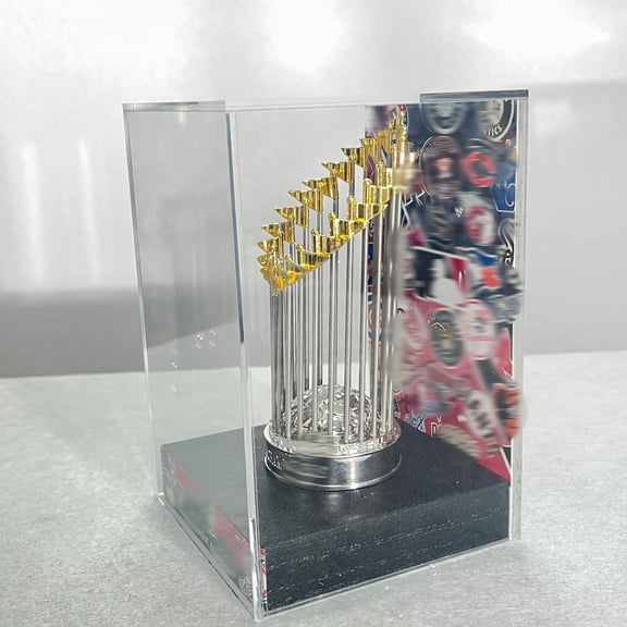 M L B World Series Trophy Replica - 8cm Metal Collectible with Display Case (Baseball Fan Decor, Sports Memorabilia Gift)