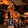 thumbnail image 4 of Halloween Throw Blanket Gifts for Adults Kids, Patchwork Pattern Soft Flannel Blankets for Bed Couch - 50"×60", 4 of 8