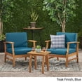 thumbnail image 4 of Afuera Living 3 Piece Outdoor Acacia Wood Conversation Set in Teak and Blue, 4 of 20