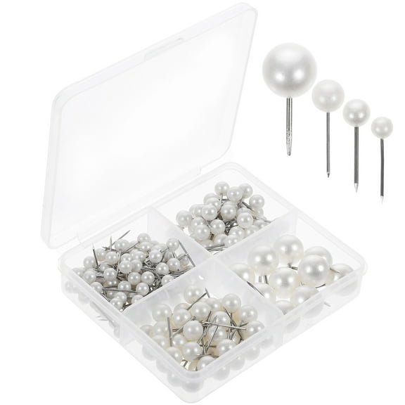 Eease 200pcs Pearlized Round Head Push Pins for Office Decor