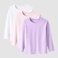 thumbnail image 2 of Splozh 3 Pack Girls Long Sleeve Tees 1-14 Years Girls' Soft T-Shirts Kids Basic Crewneck T-Shirts Top for Teen Youth Girls,C,4-5 Years, 2 of 5