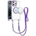 thumbnail image 5 of For Apple iPhone 12 /12 Pro Clear Magnetic Frame PC Back Shockproof Protective Case with Detachable Lanyard Strap, Compatible with MagSafe Cover, XPM Phone Case [Purple], 5 of 10