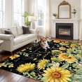 thumbnail image 2 of Black Sunflower Area Rugs 5'x8', Washable Small Throw Rugs for Classroom Bedroom, Summer Eucalyptus Botanical Floral Indoor Outdoor Rug Non-Slip Low Pile Carpet Runner Reversible Floor Mats, 2 of 8