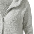 thumbnail image 3 of Domzest Winter Coats for Women Fleece Zip Up Long Sleeve Fall Jackets Basic Color Soft Outerwear Teddy Coat Oversized Zipper Plush with Hoodies with Pocket Light Gray L, 3 of 5