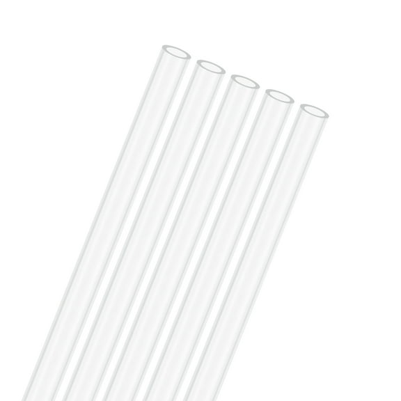 5-Pack Clear Plastic Tube, 5mm[0.2"] ID x 7mm[0.28"] OD High Impact Rigid Polycarbonate Round Pipes[500mm/19.7IN]