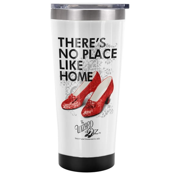The Wizard Of Oz Official There'S No Place Like Home 20 oz Travel Tumbler, Stainless Steel, Vacuum Insulated with Leak Resistant Slide-Lock Lid
