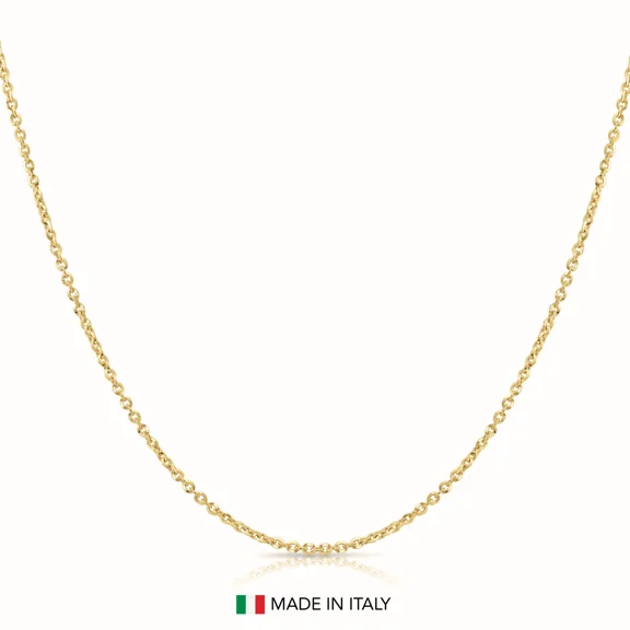 Tilo Jewelry Yellow Gold Plated Solid 925 Sterling Silver 2mm Diamond-Cut Cable Chain Necklace with Secure Lobster Lock | 18 Inch | Everyday Necklace for Women, Men, Unisex